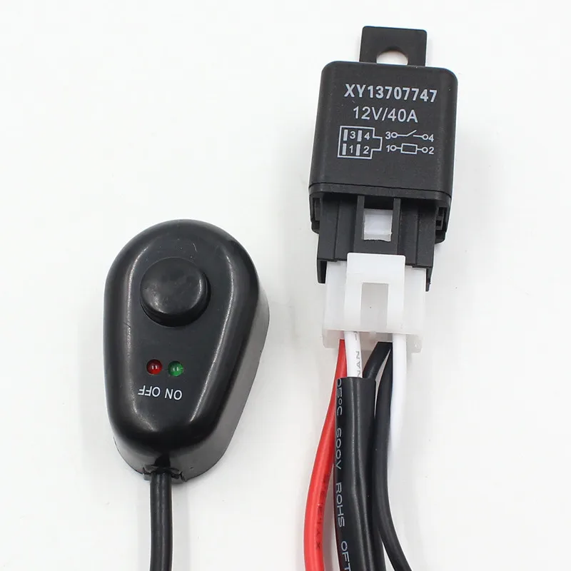 Universal Hareness Kit 1pc 1 to 2 Led Light Bar Cable 40A 12v 24v Switch Relay Auto Work Driving Fog light Wiring Loom Harness
