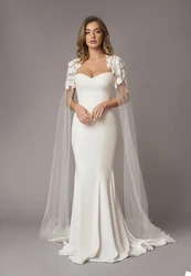 2020 Elegant Mermaid Wedding Dresses Ruffles Appliques Lace Flower Tieres Wedding Gowns Dubai Arabic Long Abiti Da Sposa