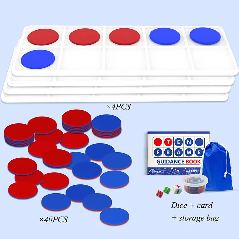 Children Montessori Math Toys Ten-Frames Number Sense Counting Activity Toys Digital Connecting Logic Early Educational Learning