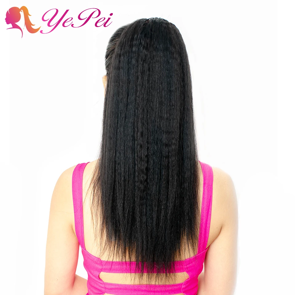 

Kinky Straight Drawstring Ponytail Human Hair Brazilian Clip In Extensions Natural Color Remy Hair Yepei Pony Tail