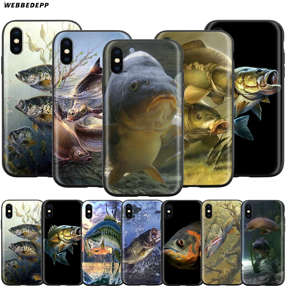 Webbedepp Карп Рыболовный чехол для Apple iPhone 11 Pro XS Max XR X 8 7 6 6S Plus 5 5S SE