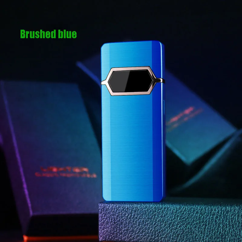 brushed blue Двойная дуга сенсорная Индукционная Зажигалка Devil магнитное поле импульсная молния прикуриватель аксессуары для курения - Цвет: brushed blue
