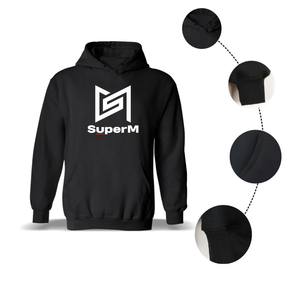 SuperM теплый свитер с капюшоном Женская зимняя обувь осень Kpop толстовки Для женщин Ulzzang Толстовка Дамы Пуловер Пот Capuche Femme