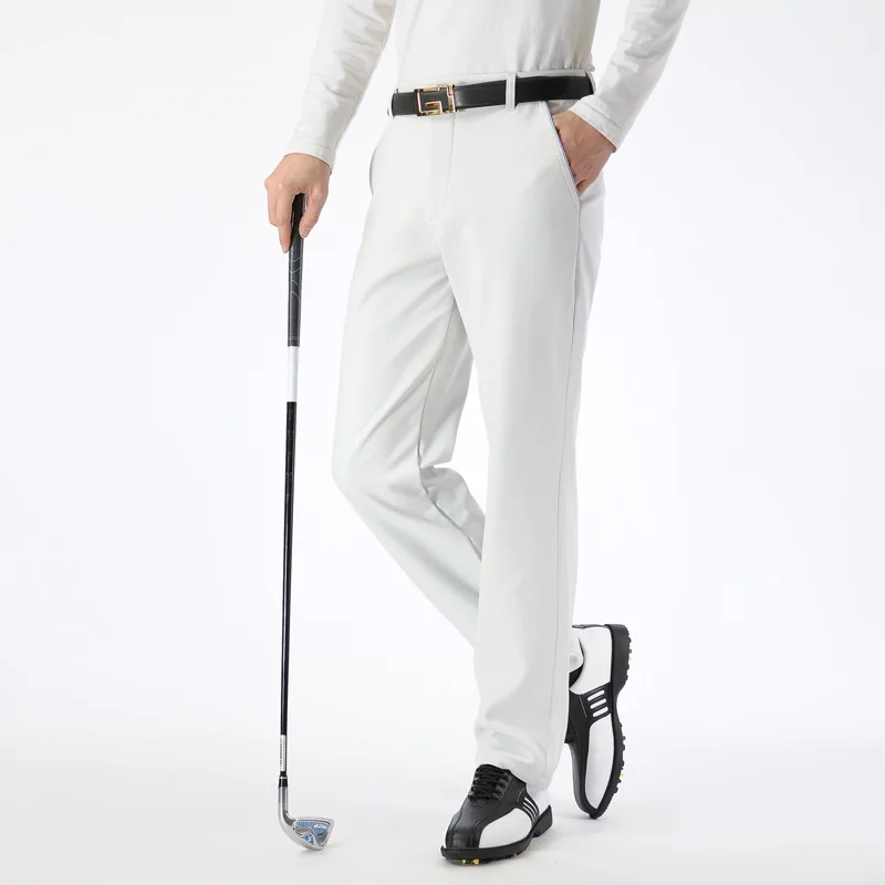 Новые зимние штаны для гольфа мужские брюки Узкие Бархатные эластичные теплые уличные спортивные штаны командная форма размера плюс 3XL - Цвет: Белый