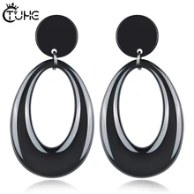 Большие геометрические керамические серьги в стиле панк для женщин и девушек, большие винтажные массивные серьги черного цвета, не выцветают, ювелирные изделия