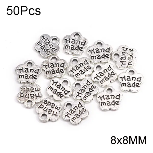 50Pcs Handmade Metal Labels Star Crown Love Hand Made Tags Silver Bronze  Charm Pendant Handmade With Love Tags For Clothing Hats