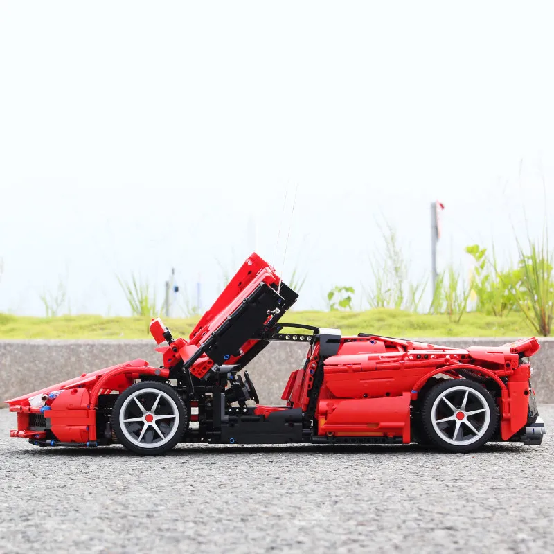 MOC Super Ferraried RED Racers гоночный спортивный автомобильный двигатель RC power function Technic строительные блоки наборы кирпичи подарок для детей игрушка