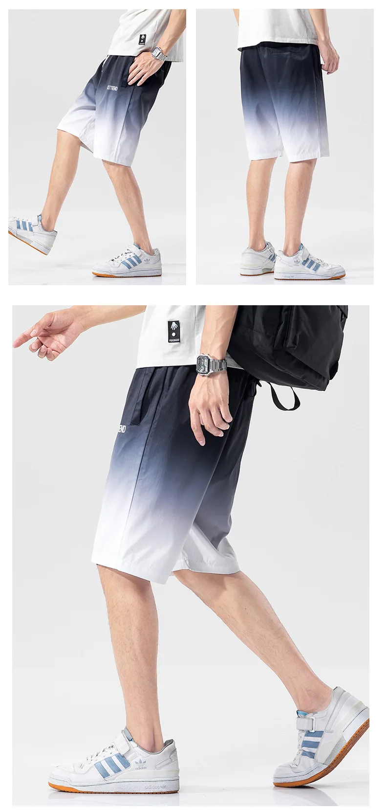 Trendy Mens Shorts Summer 2022 New Fashion Gradient Color Shorts Men Fashion Casual Thin Breathable Shorts Loose Beach Pants smart casual shorts