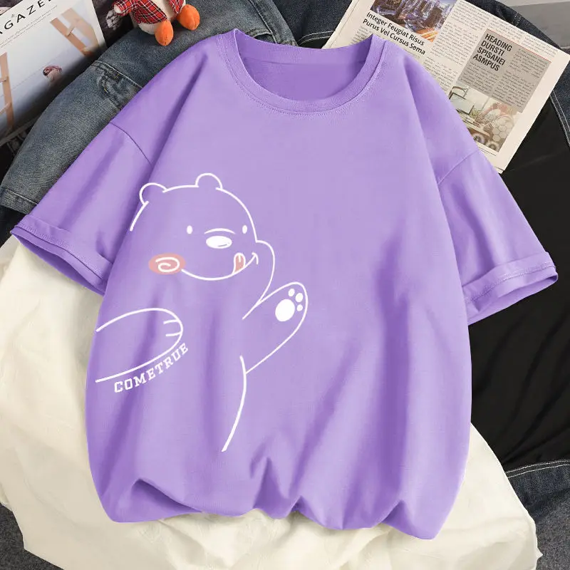 New Loose Large Size Spring And Summer Short-Sleeved Printed T-Shirt Female Students Korean Version Of The Wild