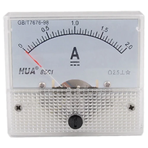 85C1 2.5 Accuracy Analog Current Panel Meter Ampere Ammeter White, DC 0-2A
