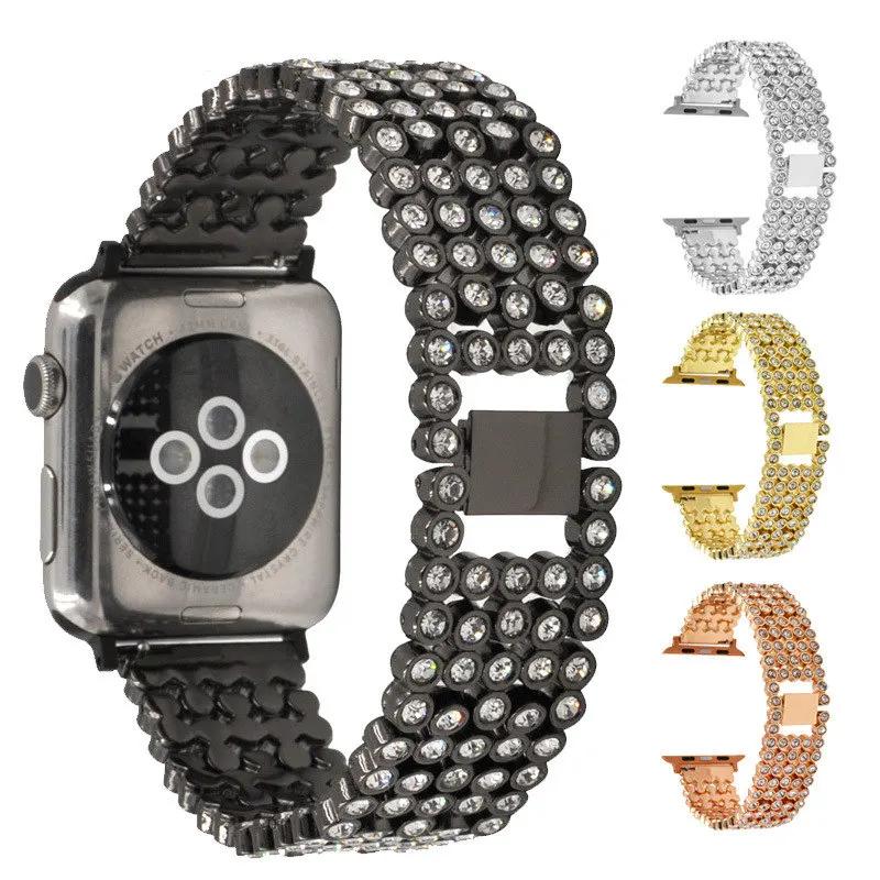 Ремешок для Apple Watch 42 мм 38 мм, стразы из нержавеющей стали, бриллиантовый ремешок для часов iWatch Series 3 2 1 iwatch 38 мм