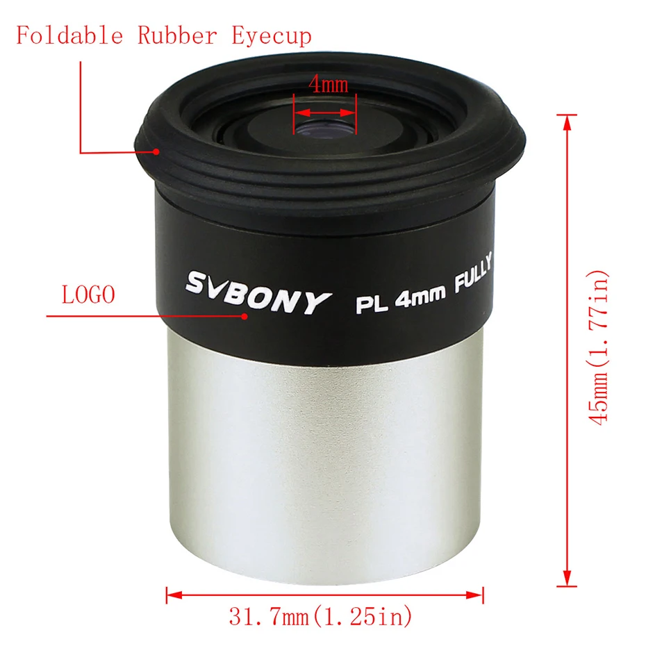 SVBONY 1,2" окуляр объектив PLOSSL 4 мм HD с полным покрытием для телескопа монокулярный бинокль окуляр F9124A