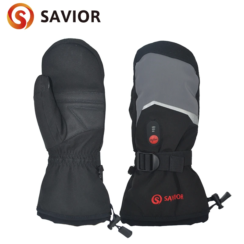 Heated-Gloves Mittens Touch-Screen Waterproof Battery Savior Warm Womens Winter Full-Finger