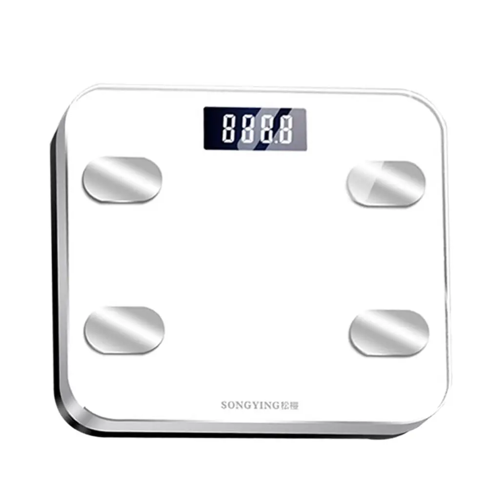 Домашние и живые Bluetooth электронные весы для тела Fat BMI монитор цифровые весы с анализатором приложений - Цвет: Белый