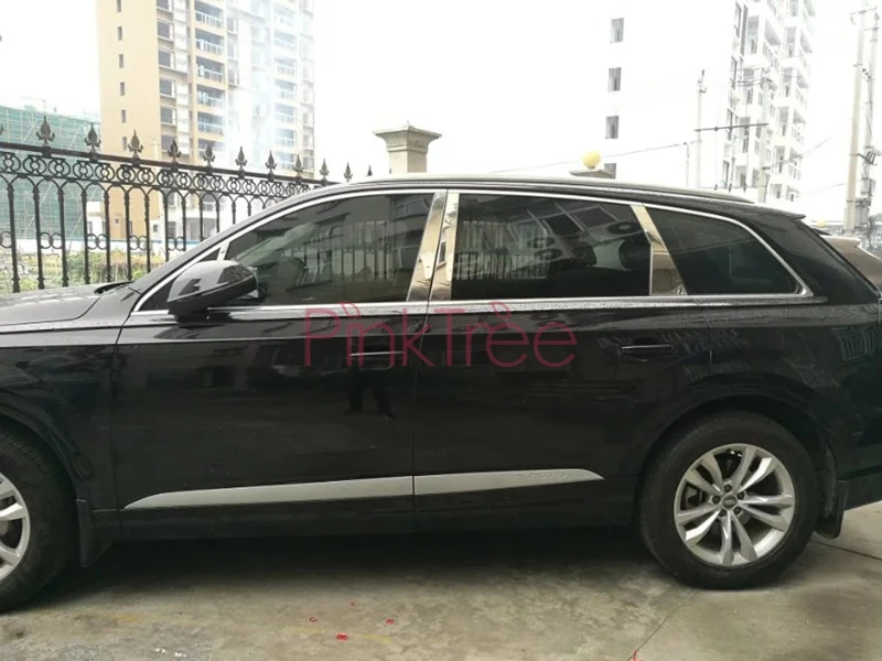 Для Audi Q7 нержавеющая сталь дверь окно столб крышка отделка 8 шт. украшения внедорожник автомобиль Стайлинг Аксессуары
