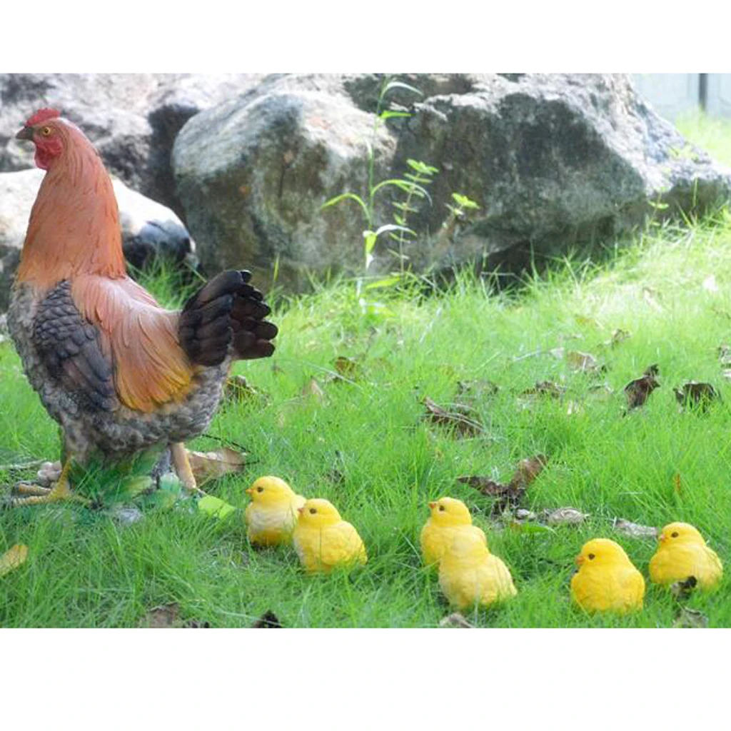 

Outdoor Resin Animals Statue Chicken Family Ornament Figurine Yard Decor Artificial Chicken Figure Garden Home Decoration