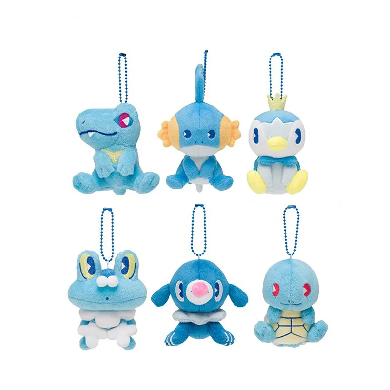 6 шт./лот, восхитительная газированная вода, серия Squirtle Totodile Piplup Froakie Mudkip popplio, подвесная плюшевая кукла, милая игрушка для подарка другу