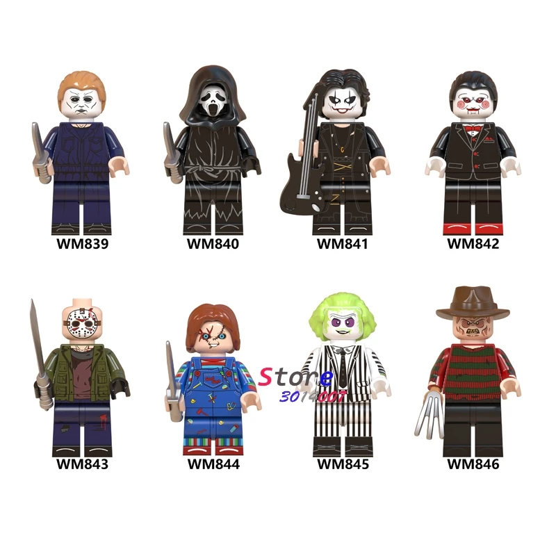 50 шт. тематическая серия ужасов Хэллоуин детская игра Beeteljuice BILLY Black Friday Джейсон, Фредди зомби строительный блок детская игрушка