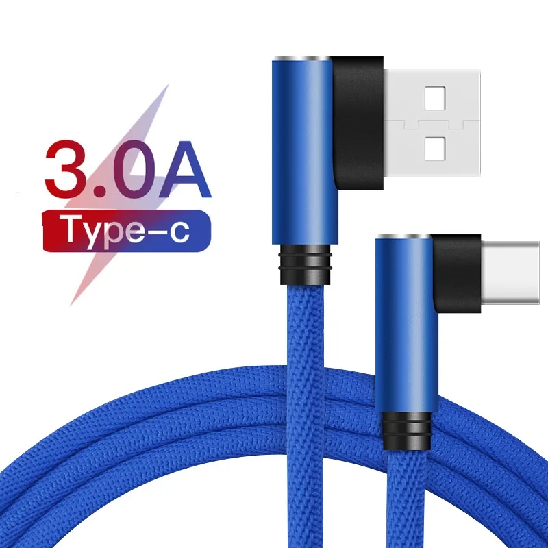 90 градусов type-C USB кабель для Xiaomi Redmi Note7 samsung S8 S9 Galaxy huawei P30 Pro кабель для быстрой зарядки для USBC кабель для передачи данных 2 м