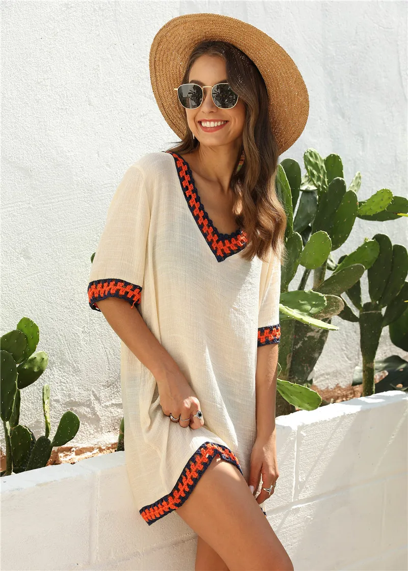 Beach Cover Up Women Outfits Pareo Crochet Dress Swimwear Summer Swimsuit Cover-up for Woman Black Tunic Ups 2022 Playa Dresses long sleeve beach dress Cover-Ups