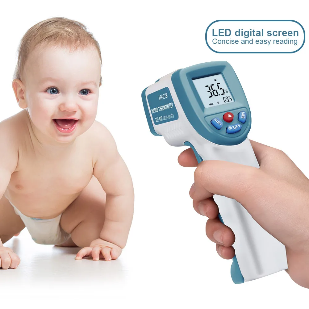 

Portable Baby Digital Thermometer Handheld Infrared Thermometer With LCD Children Forehead Ear Temperature Measurement