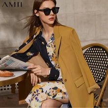 Amii بساطتها الربيع الخريف موضة السترة المرأة الرسمية سيدة التلبيب الصلبة سترة نسائية بدلة أنثى معطف القمم 12130007|Blzers|  