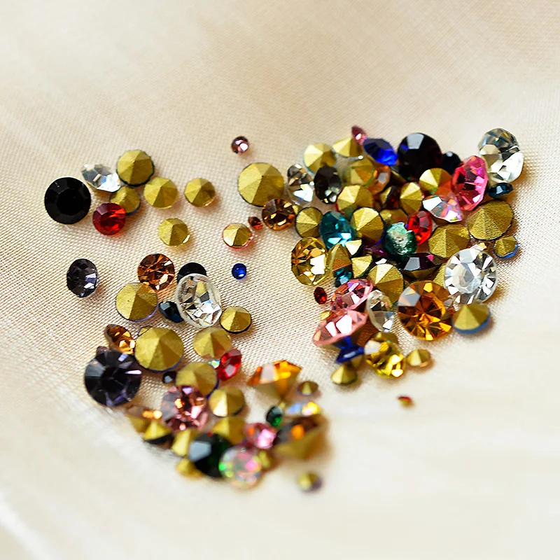 Nail Art Rhinestones ss2-ss22 mix sizes round glass stone Pointed Back crystal Rhinestone Nail art decorations necklace earring brooch repair jewelry