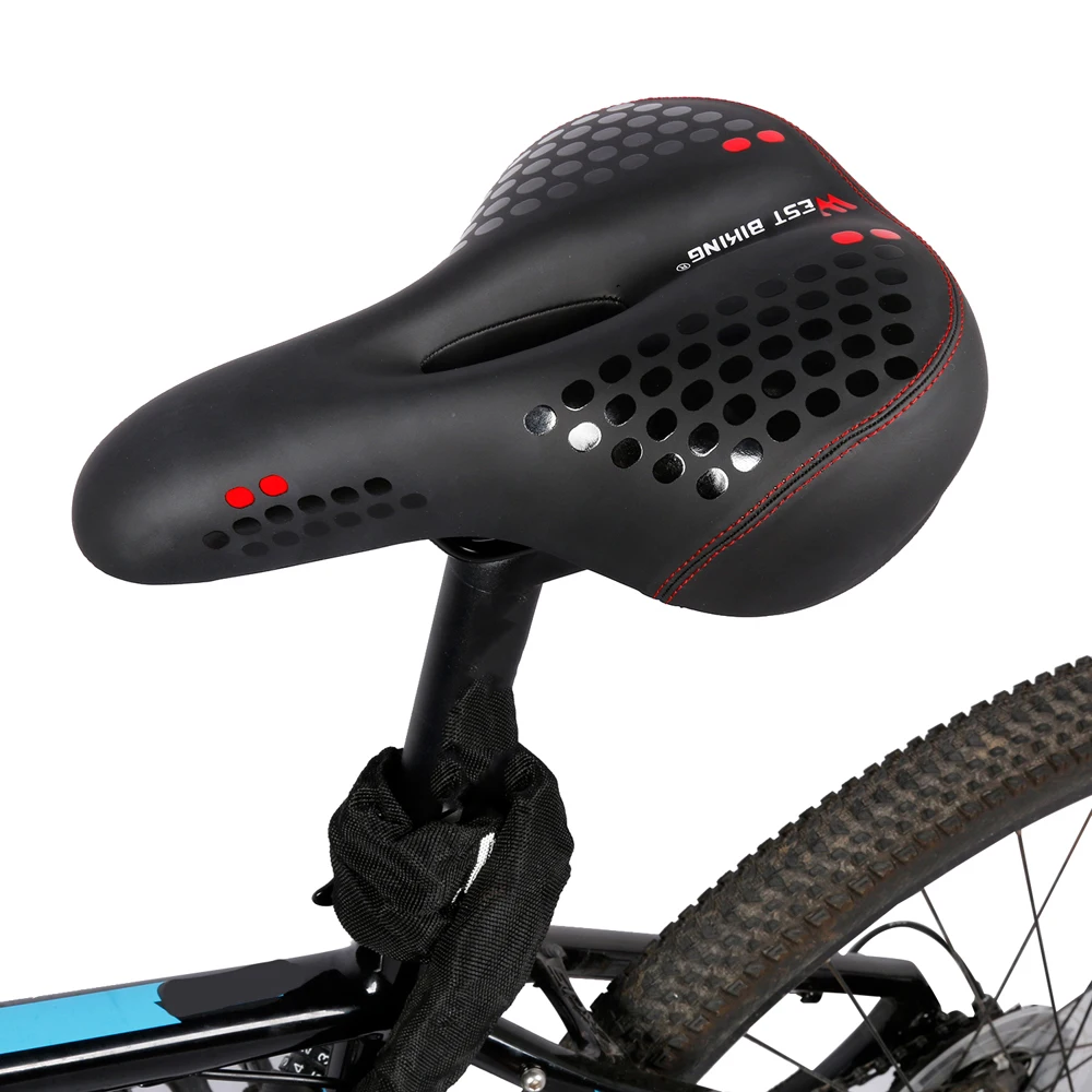 Bicycle Saddle with Tail Light Thicken Widen MTB Bike Saddles Soft