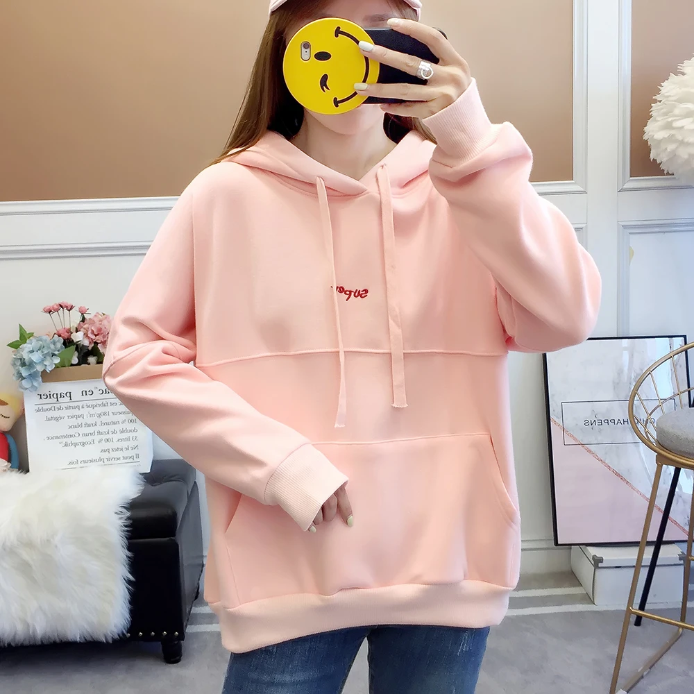 

Hoodies Sweatshirt Womens Korean Style Kawaii Clothes Pink Fall 2019 Survetement Pullover Long Sleeve Hoody Ladies Moletom 825
