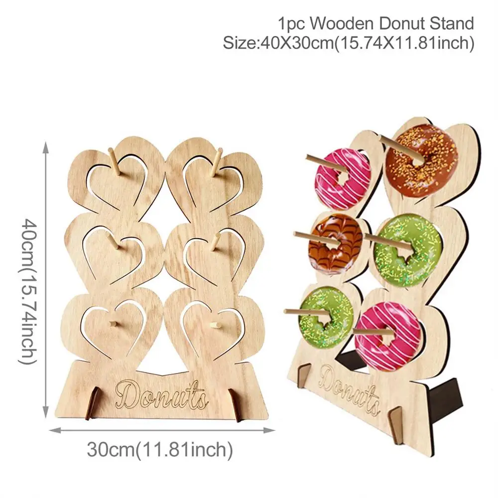 QIFU пончик настенные подставки Конфета Сладкая тележка деревенское свадебное украшение Деревянный свадебный стол Декор День Рождения Декор детский душ - Цвет: Hearts 40X30 cm