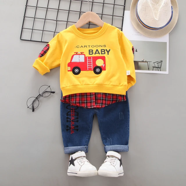 Fashion Spring Autumn Baby Girl Clothes Children Boys Casual Letter Jacket Pants 2Pcs/set Toddler Cotton Costume Kids Tracksuits XHxiaofangcheFYellow