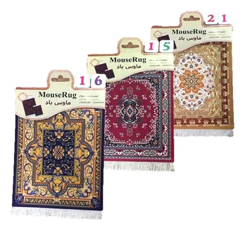 

1PC Persian Mini Woven Rug Mat Mousepad Vintage Retro Style Carpet Pattern Cup Mouse Pad with Fring Home Office Table Mouse Pads