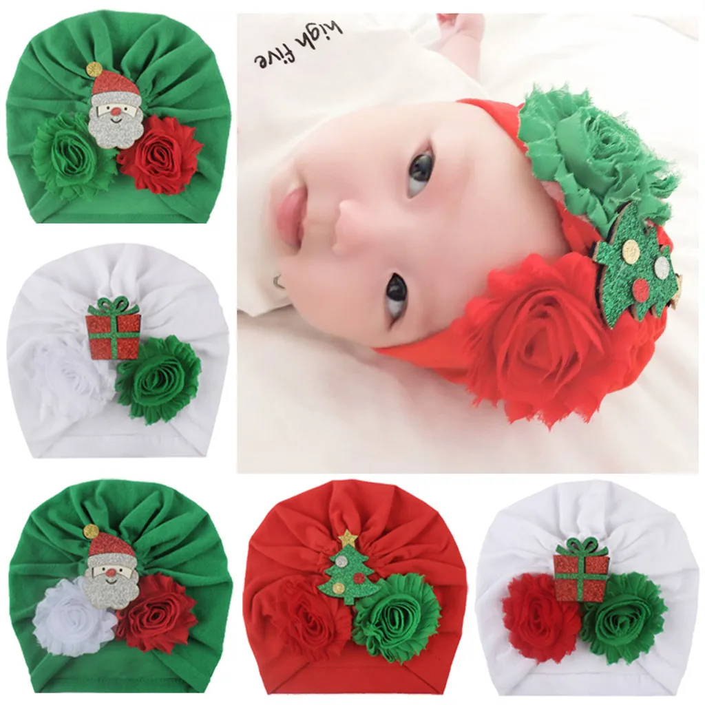 

Christmas Baby Kids Holiday Cute Headwrap Butterfly-knot Bow Knot Elastic Hat Hatwear Cotton Warm New Cap Accessories 5 Types