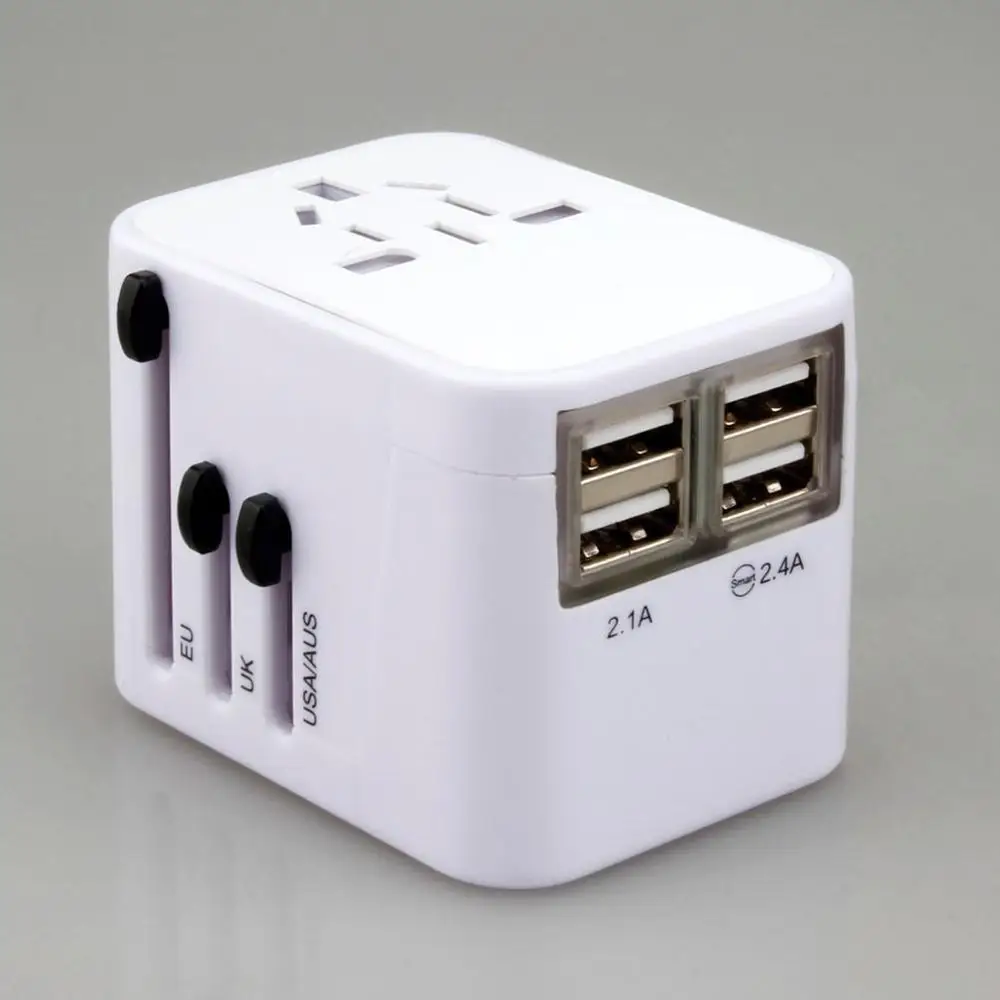 Зеленый Портативное зарядное устройство для путешествий, адаптер, 4 USB, штепсельная вилка, конвертер, универсальный, USB, настенный, AC, мощность, прочный, на выходе, конвертер - Цвет: Зеленый