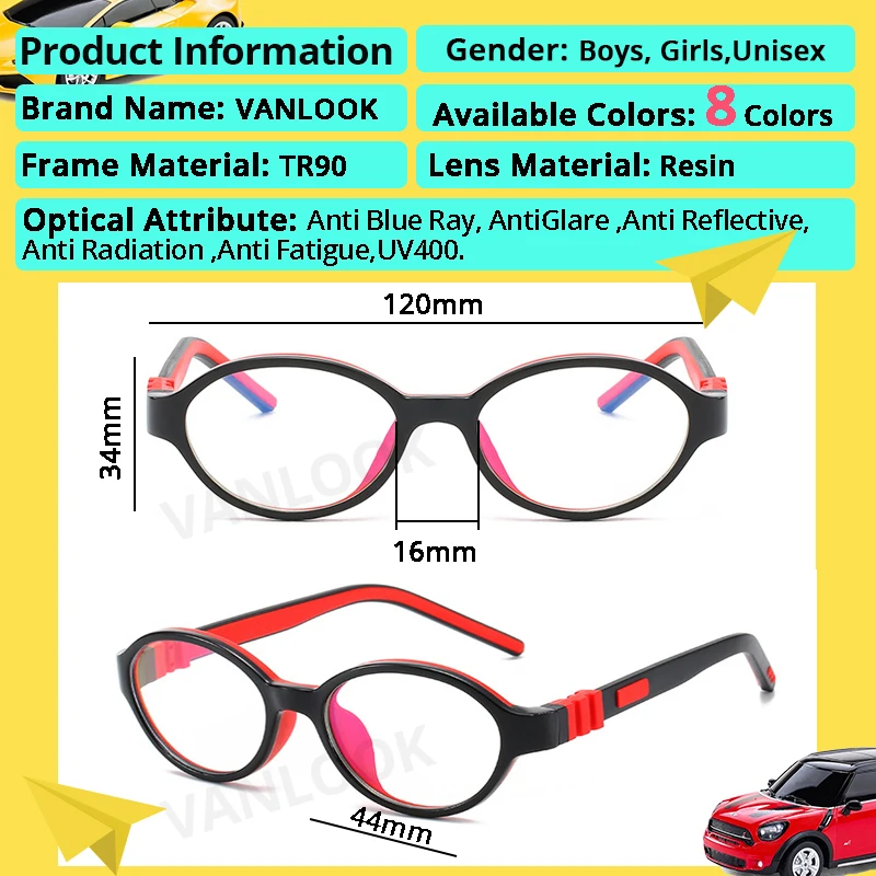 VANLOOK Children's Computer Glasses for Girls Boys Kids Teenage Anti Glare Blue Light Blocking Screen Gaming Silica TR90 w/ Case