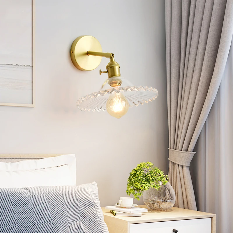 LED Wall Lamp Wall Sconces Light Wall Lamp Nordic Glass Wall Lamp Beside Bedroom Bathroom Mirror Light American Style LED Wall Sconces Vintage Edison Lighting Luminaire