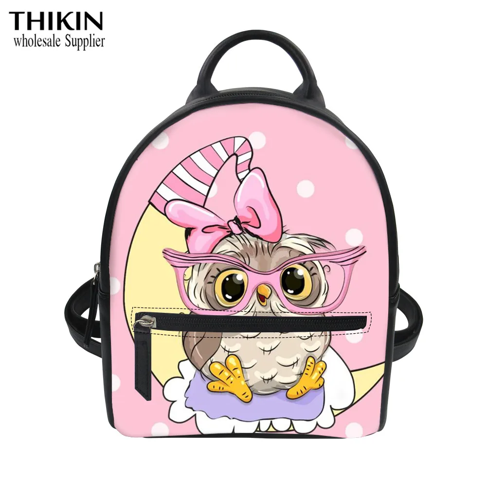 Тикин мультфильм сова печати Kawaii рюкзак для девочек кожаный школьный женский модный Повседневный путешествия Mochila Feminina сумки на плечо