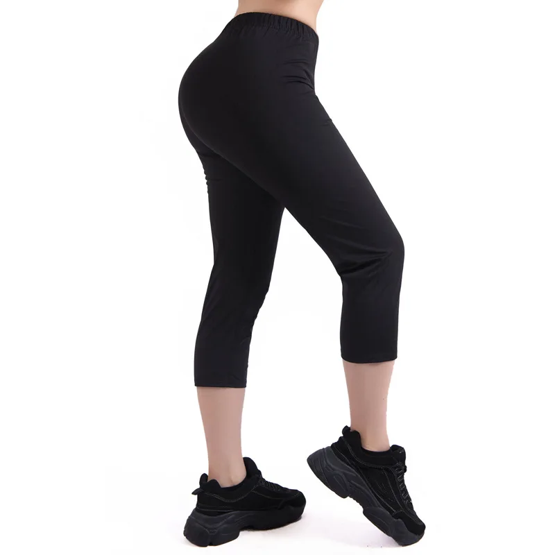 Women Sweating Pants Inner Silver Coating Quick Sweating and Body TEMP Keeping Bodybuilding Bodyshaping Cropped Pants Trousers