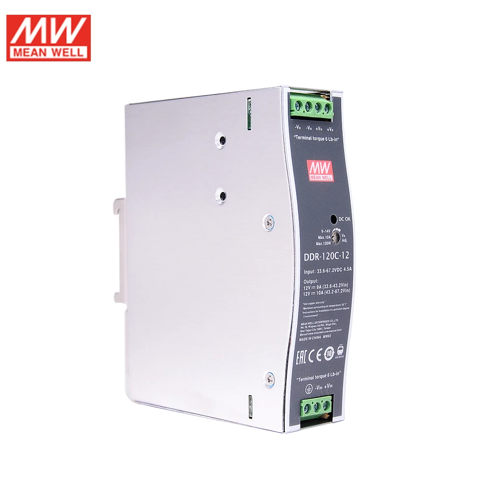 MEAN WELL DDR-120C-12 120 Вт DIN Rail Converter конвертер 33,6~ 67,2 В постоянного тока до 12 В постоянного тока 10A средняя мощность питания 48Vdc до 12Vdc трансформатор