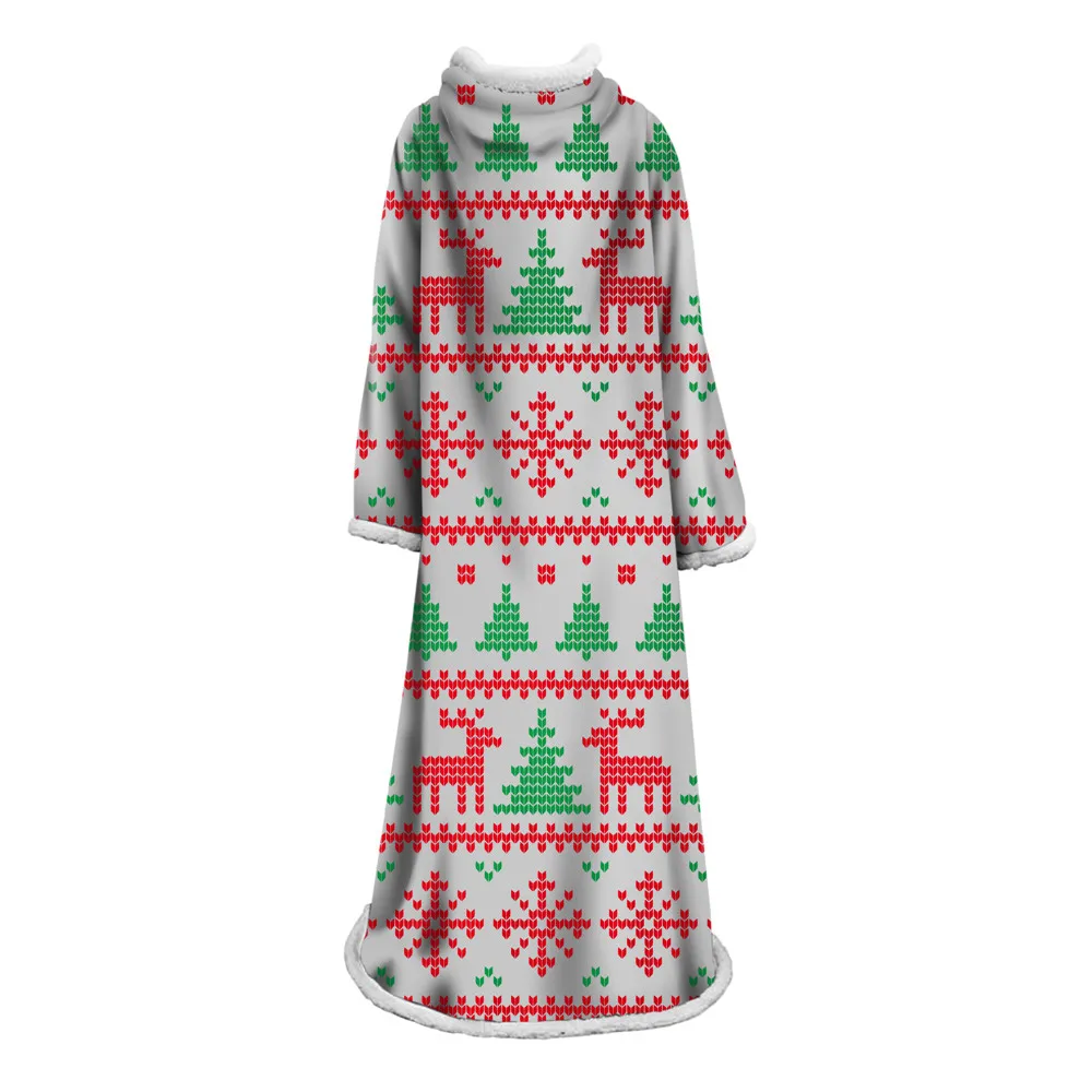Merry Christmas Red Blanket For Adults Sweatshirt Sofa TV Nap Blanket With Sleeve Wearable Office Pullover Blankets With Sleeve - Цвет: 4