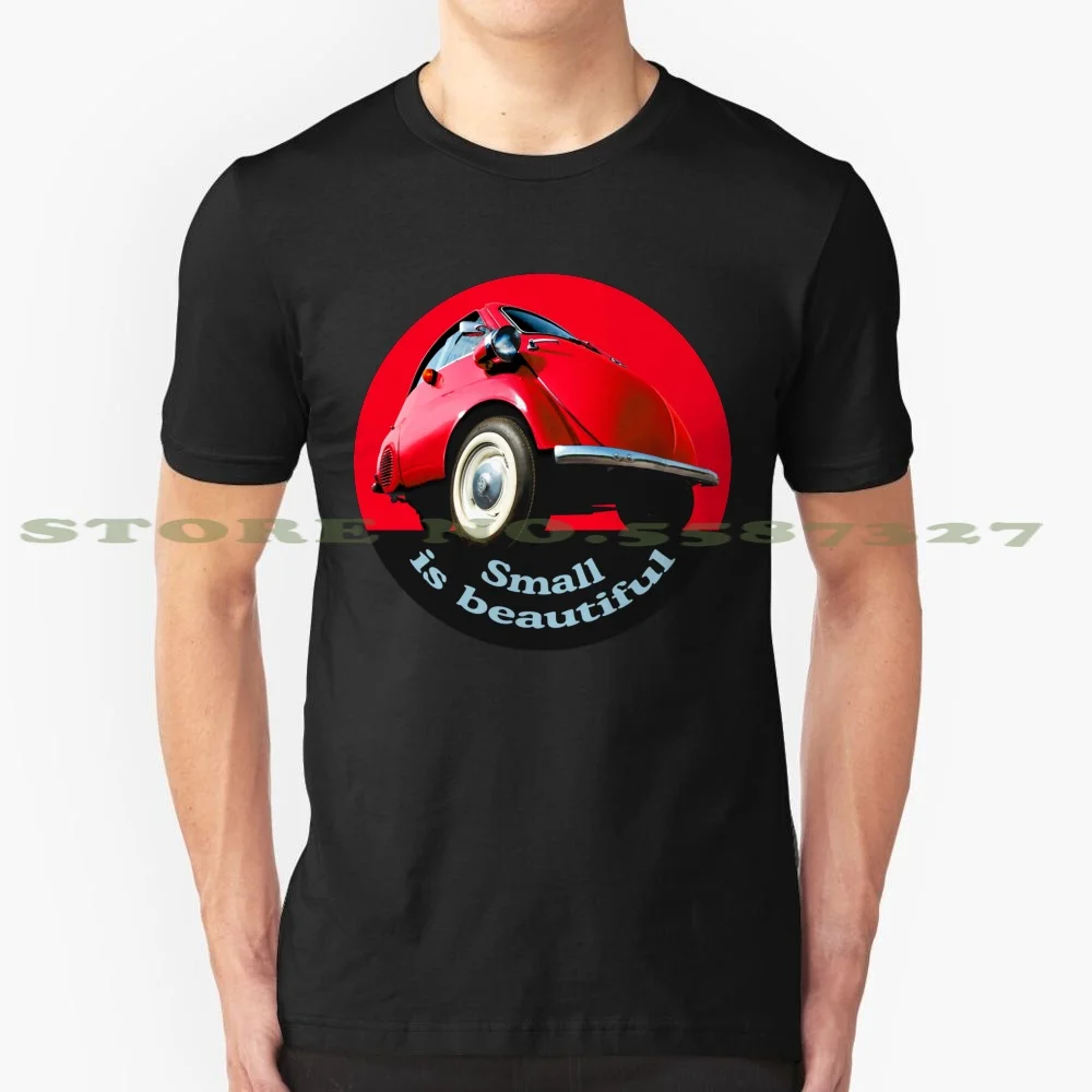 Small Is Beautiful Bubble Car Cool Design Trendy T-Shirt Tee Isetta Bubble Car Microcar 3 Wheeler Red German Car Europe 3