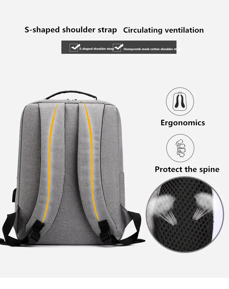 Backpacks Oxford Cloth Large Capacity Laptop Bag USB Charging Port