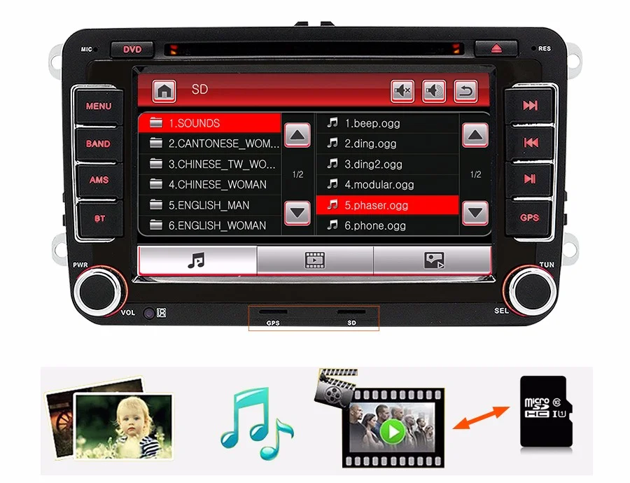 Для VW сенсорный автомобильный dvd-плеер с экраном gps навигация Bluetooth FM AM " 2din в тире TFT Поддержка заднего вида камера вход