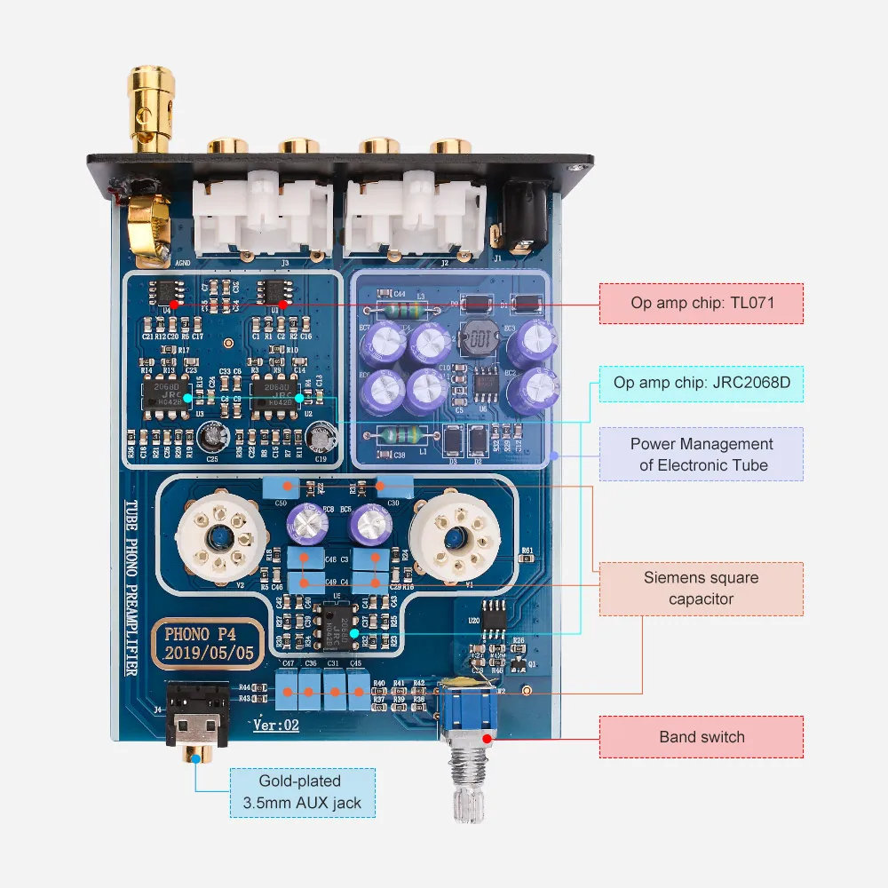 AIYIMA-preamplificador de tocadiscos para fonógrafo, dispositivo HiFi de  vacío, 6A2, tubo MM, estéreo HiFi, reproductor de discos de vinilo, 12V