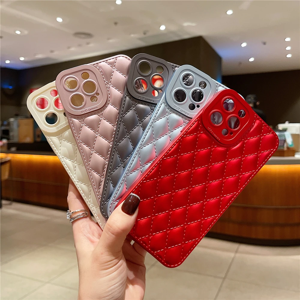 Luxury Diamond Lattice Soft Silicone Case for iPhone 14 13 12 series