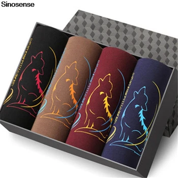 

4Pcs/Lot Men's Underwear 3D Wolf Print Boxershorts Men Breathable Panties Brand Boxer Short Underpants Calzoncillos Hombre
