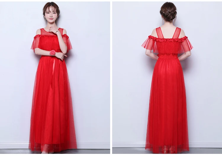 ТРАПЕЦИЕВИДНОЕ длинное Тюлевое красное Элегантные платья невесты Vestido Azul Marino гость свадебное платье простое платье с вышивкой сексуальное платье для выпускного вечера