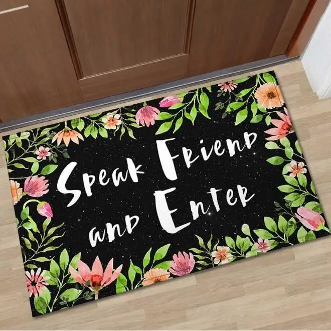 Funny Creative Speak Friend And Enter Door Mat For Front Door Living Room Tropical Style