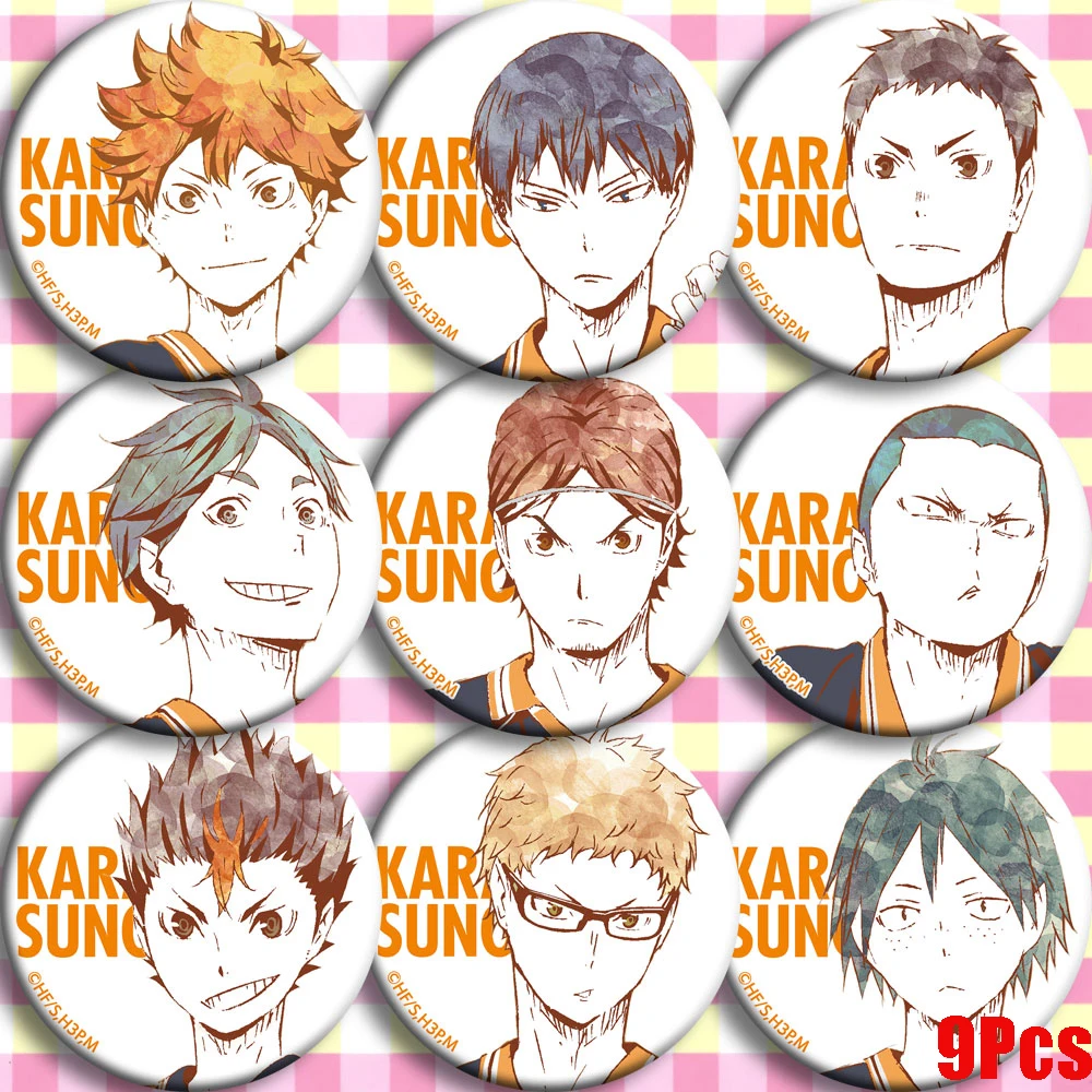 Japan-Anime-haikyuu-AOBHOHS-Cosplay-Badge-Cartoon-Collection-Backpacks-Badges-Bags-Button-Brooch-Pins-gift