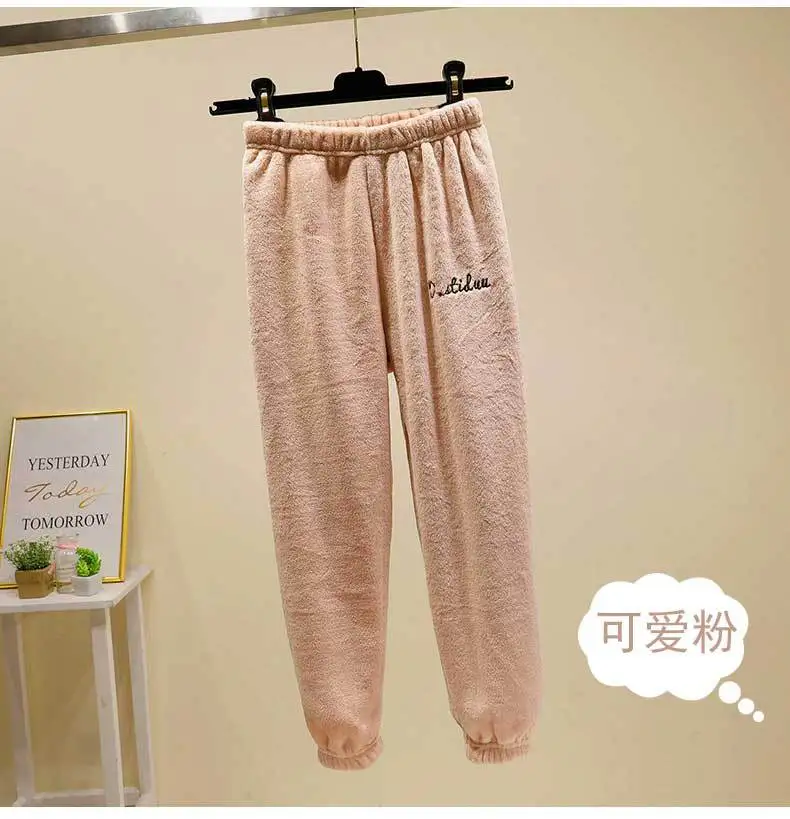 D111 Children Warm Pants plus Velvet Girls Boys' Clothes Winter Warm Sleep Pants Thickening Baby Outer Wear Child Pants